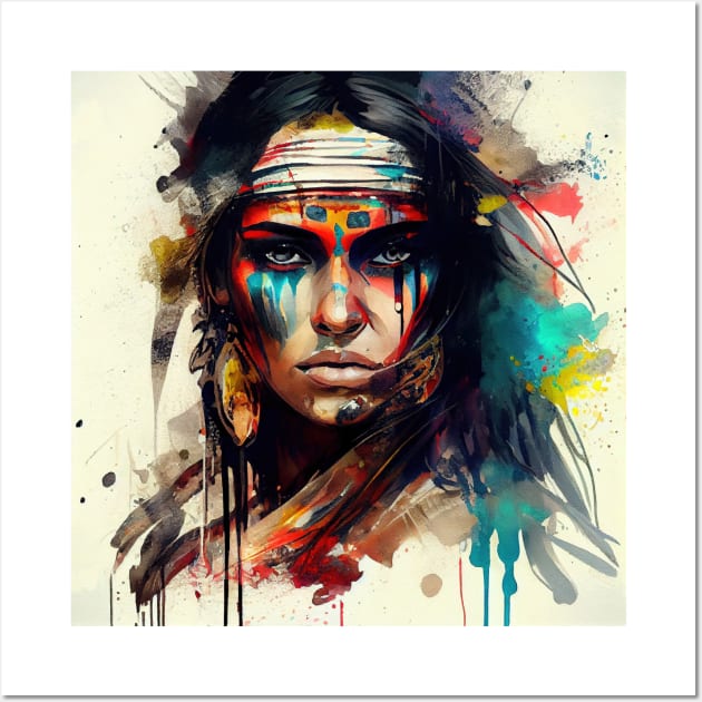 Powerful American Native Woman #2 Wall Art by Chromatic Fusion Studio